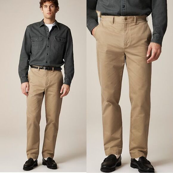 NWT J CREW Broken-in Straight chino pant in Dusty khaki size 32/32 - Picture 1 of 9